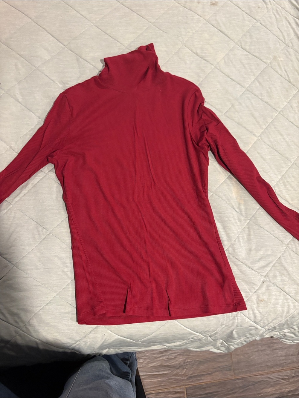 Women's Red Turtleneck Long-Sleeve Top